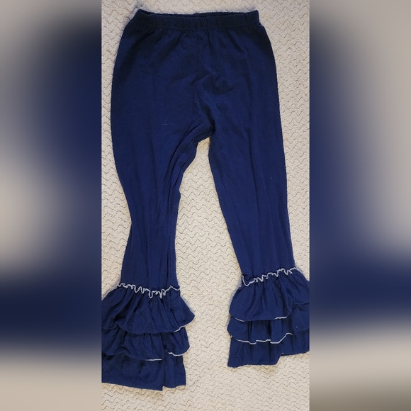 NWT Ruffle Girl Navy Blue and White 2 piece Long Sleeve Pant Outfit Size 10 - Picture 5 of 8